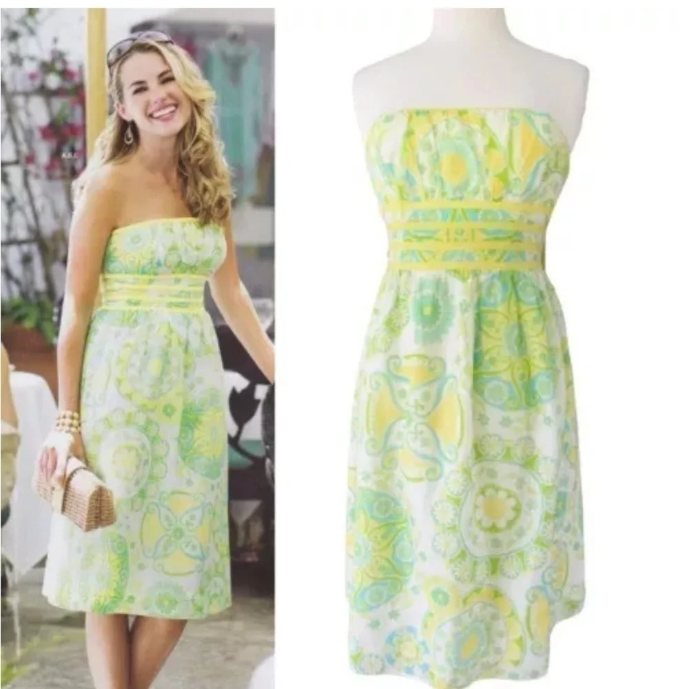 Vintage Lilly Pulitzer White Label Katrina Silk Blend Dress 2 - Picture 1 of 11